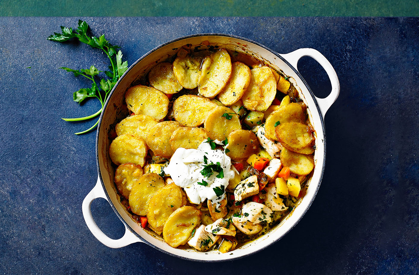 Herby chicken and potato bake recipe