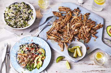 Rubbed with a medley of paprika, jerk seasoning, sugar and salt, and slow-cooked until mouthwateringly tender, this main is worth the wait. Serve with a fragrant black bean and spring onion-spiked rice, creamy avocado for a flavour-packed weekend feast