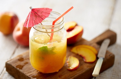For a non-alcoholic treat, this sparkling peachy drink will really hit the sweet spot.