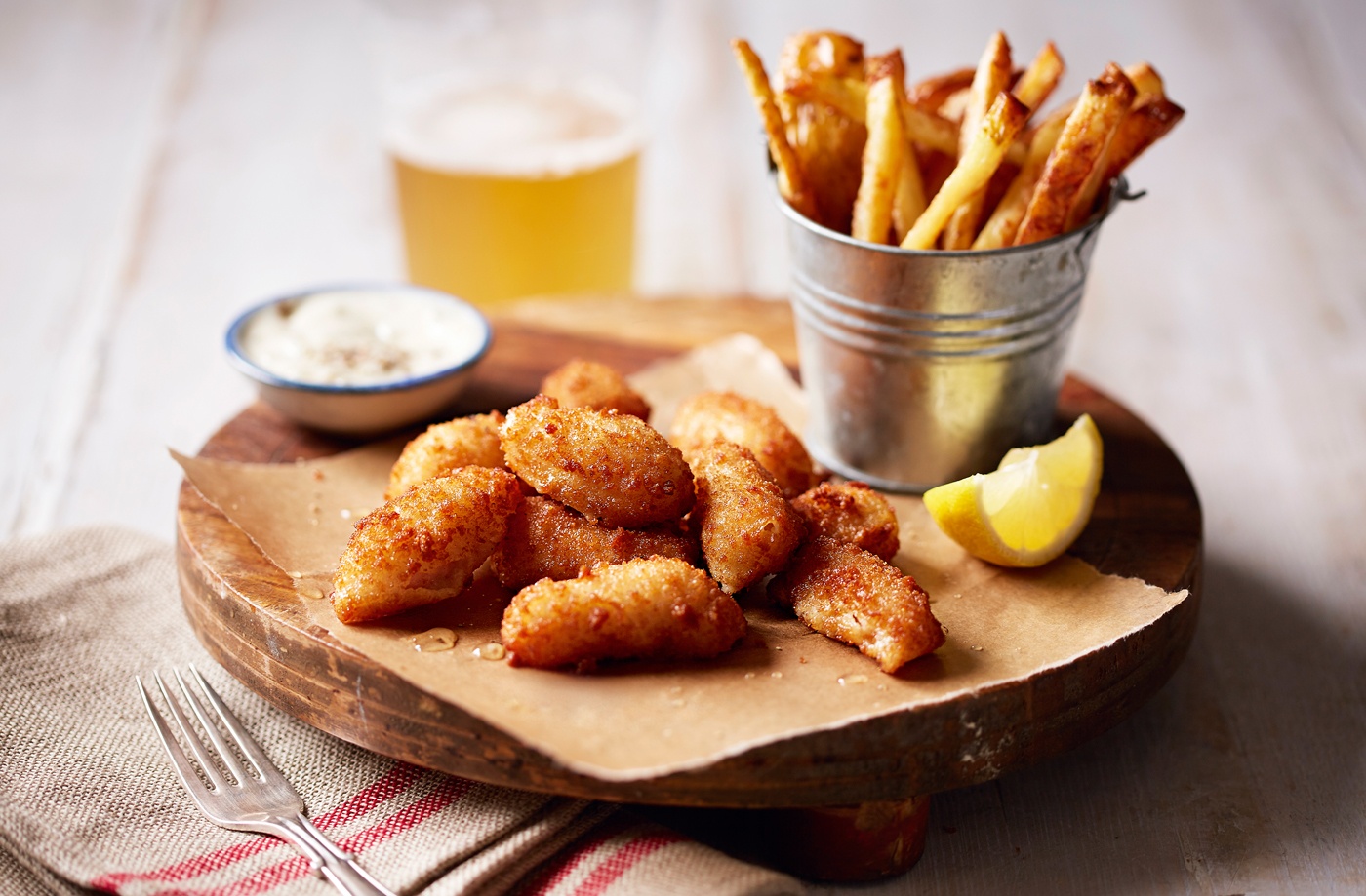 Scampi with salt and vinegar chips recipe