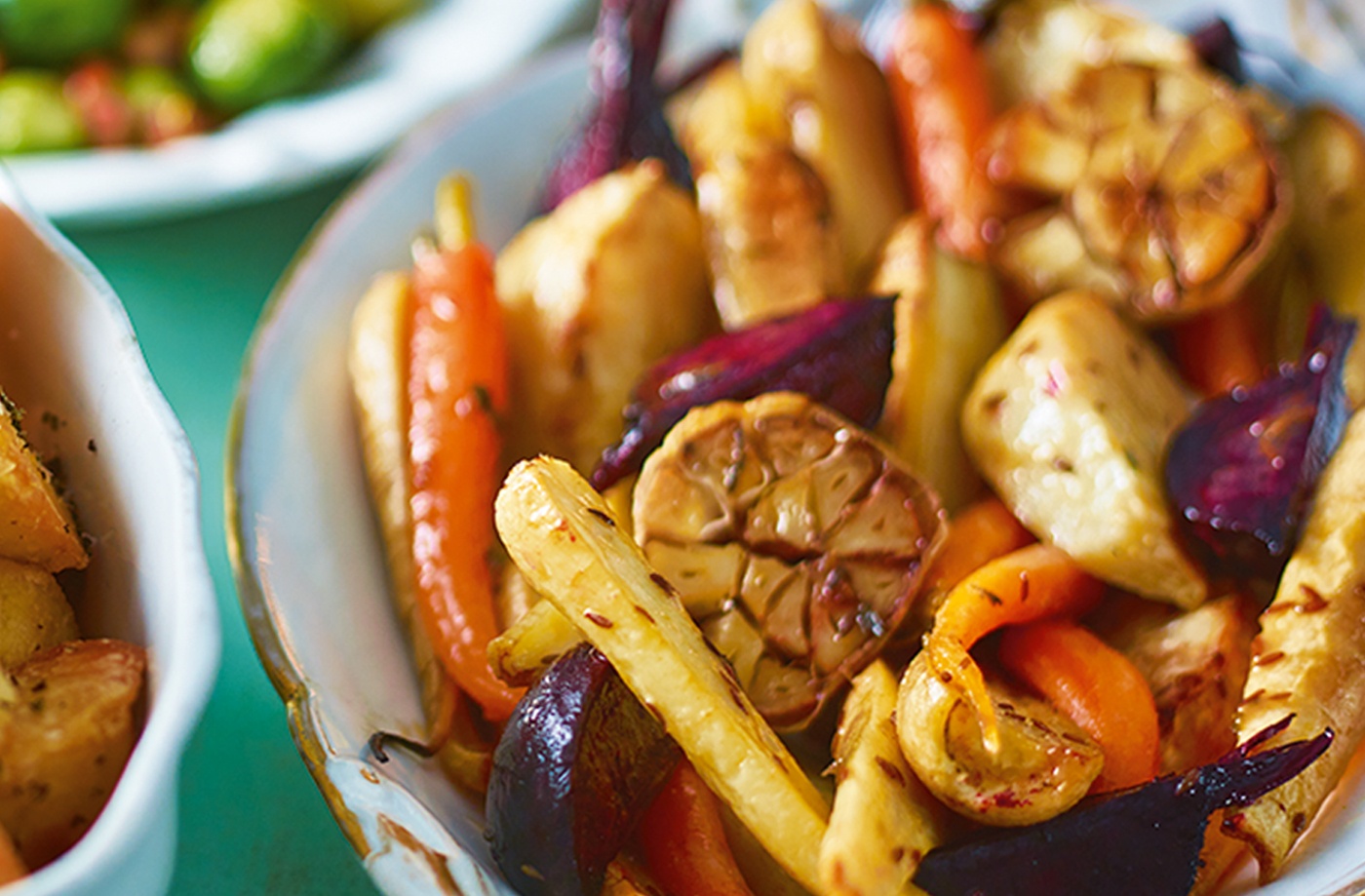 Roasted maple and cumin roots recipe
