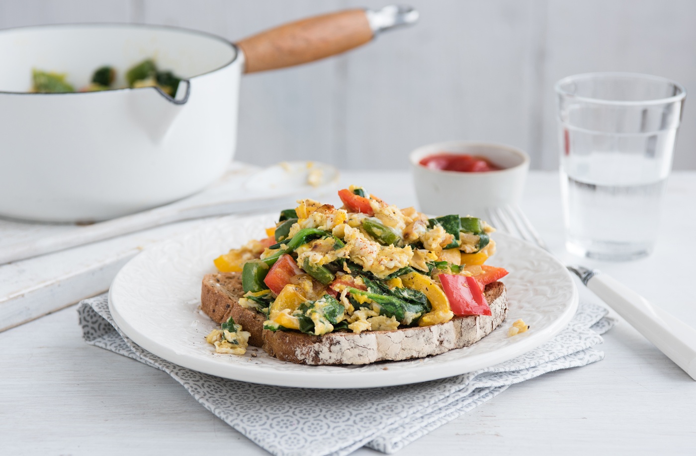 Tricolour scrambled eggs recipe