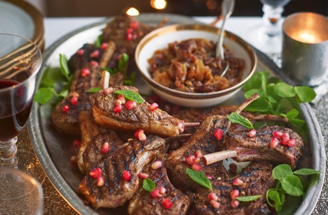 An aromatic marinade packed with toasted coriander and cumin seeds, cinnamon and paprika makes these juicy lamb cutlets wonderfully-spiced. They can be prepared up to day in advance and are a brilliant party food idea for festive celebrations