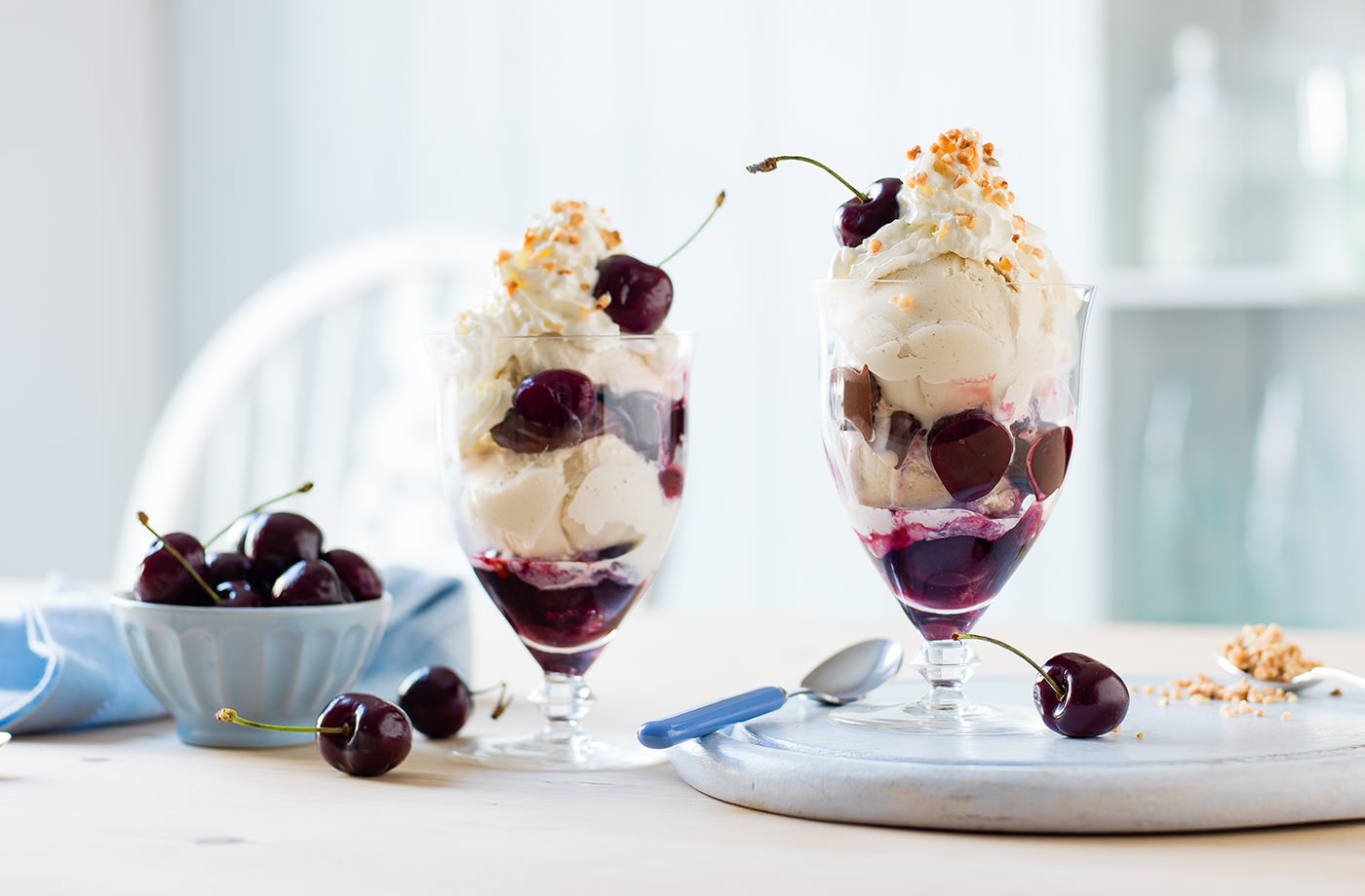 Cherry and chocolate fudge ice cream sundae  recipe