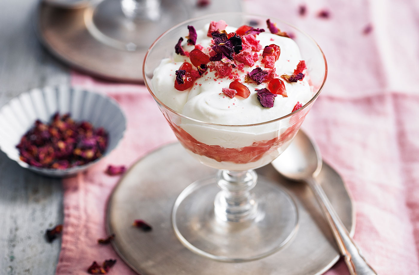 Rhubarb and rose Eton mess recipe