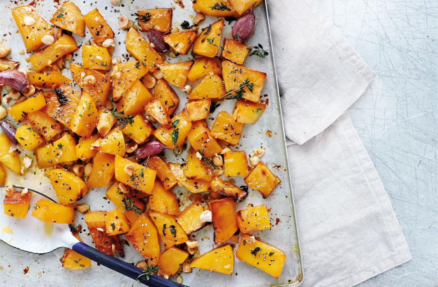Roasted swede with thyme and hazelnuts recipe