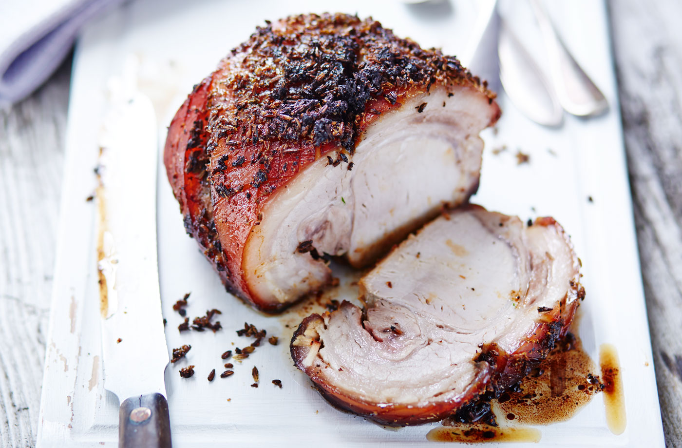 Rolled pork loin with fennel seed crust recipe