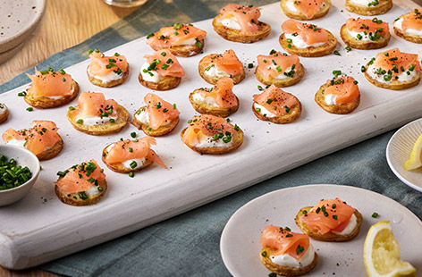 Sometimes the simplest recipes are the best and this is no exception; an easy smoked salmon canapé for your get together.