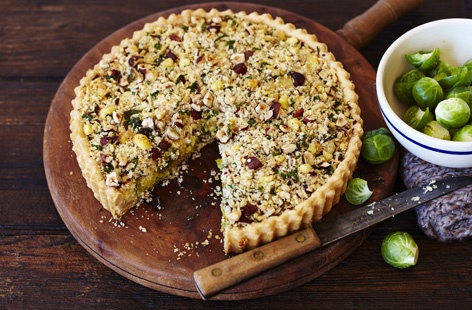 Try this mouthwatering tart for an unusual way to use sprouts and crumbly Wensleydale cheese.