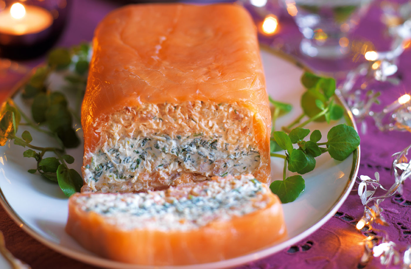 Smoked salmon, crab and watercress terrine recipe