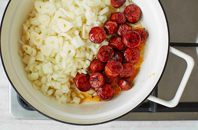 Cook the chorizo