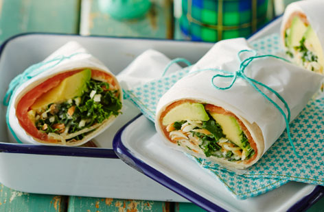 This smoked salmon and avocado wrap with kale slaw makes for a healthy yet tasty summer dish that’s bursting with zesty flavour the whole family will love.