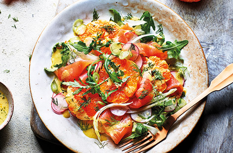 Nothing says Christmas like smoked salmon. Combining zesty rounds of clementines with long, luxurious strips of subtly smoked salmon, this crowd-pleasing salad is a perfect chance for you to add something different to your Christmas Day spread.