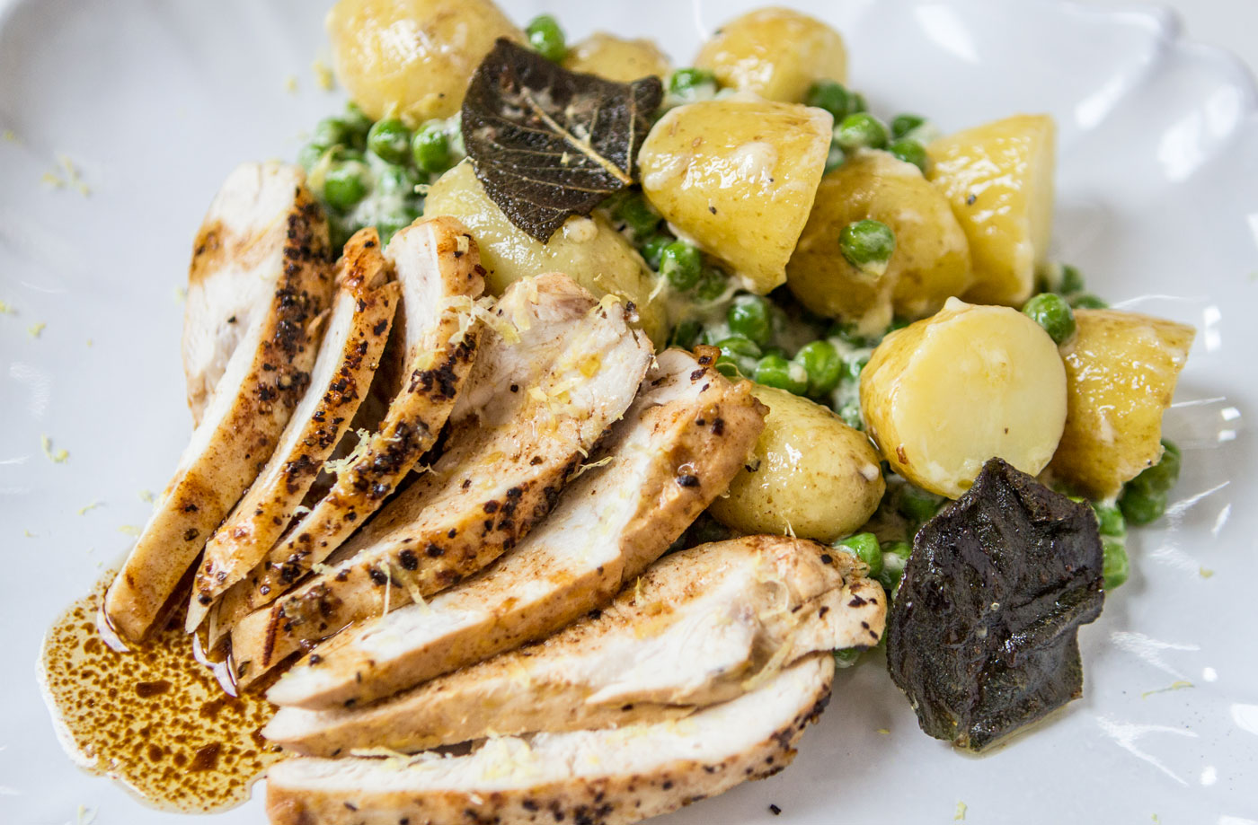 Lemon roasted chicken with potato salad recipe