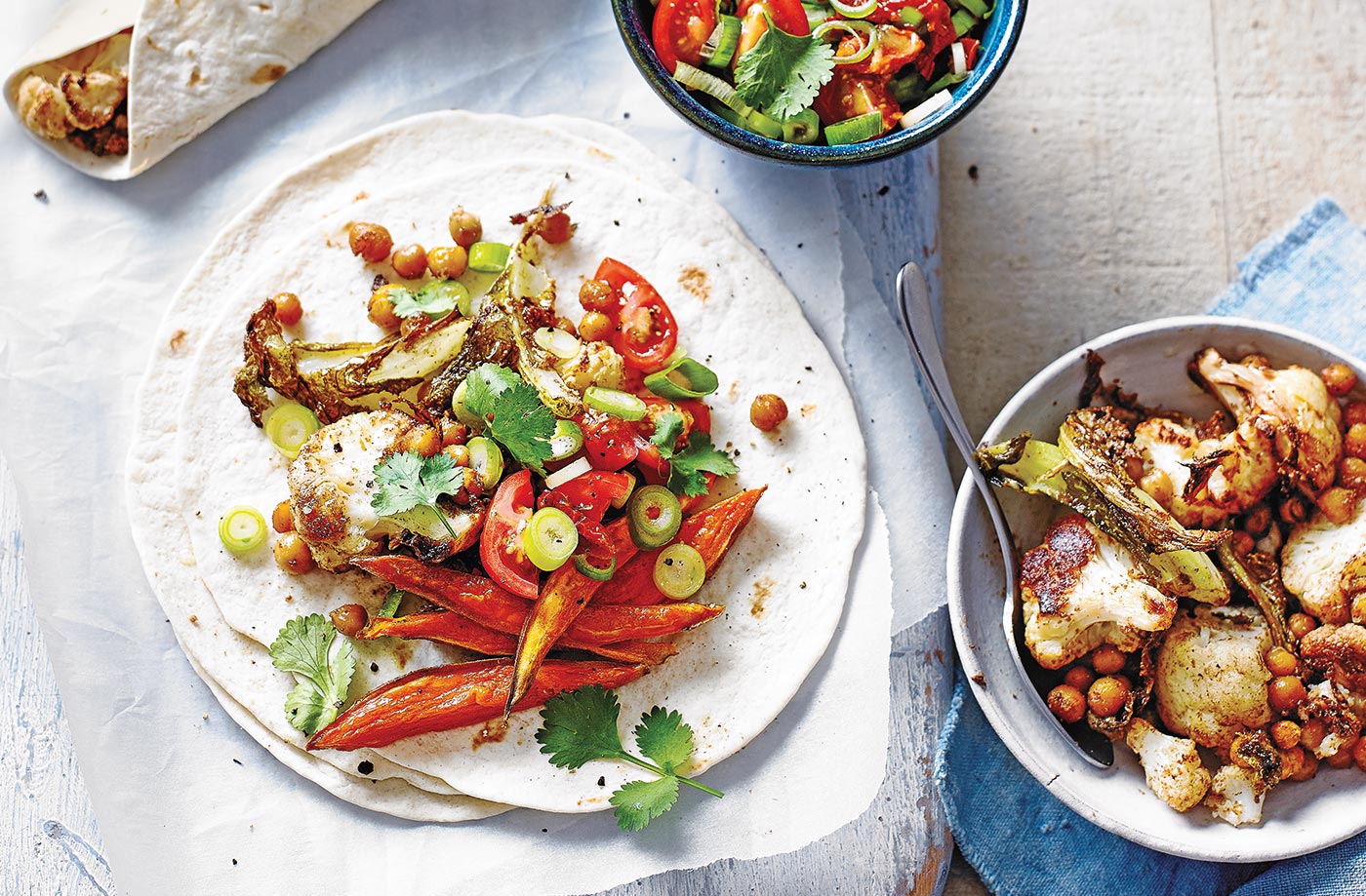 Spiced cauliflower and chickpea tacos recipe