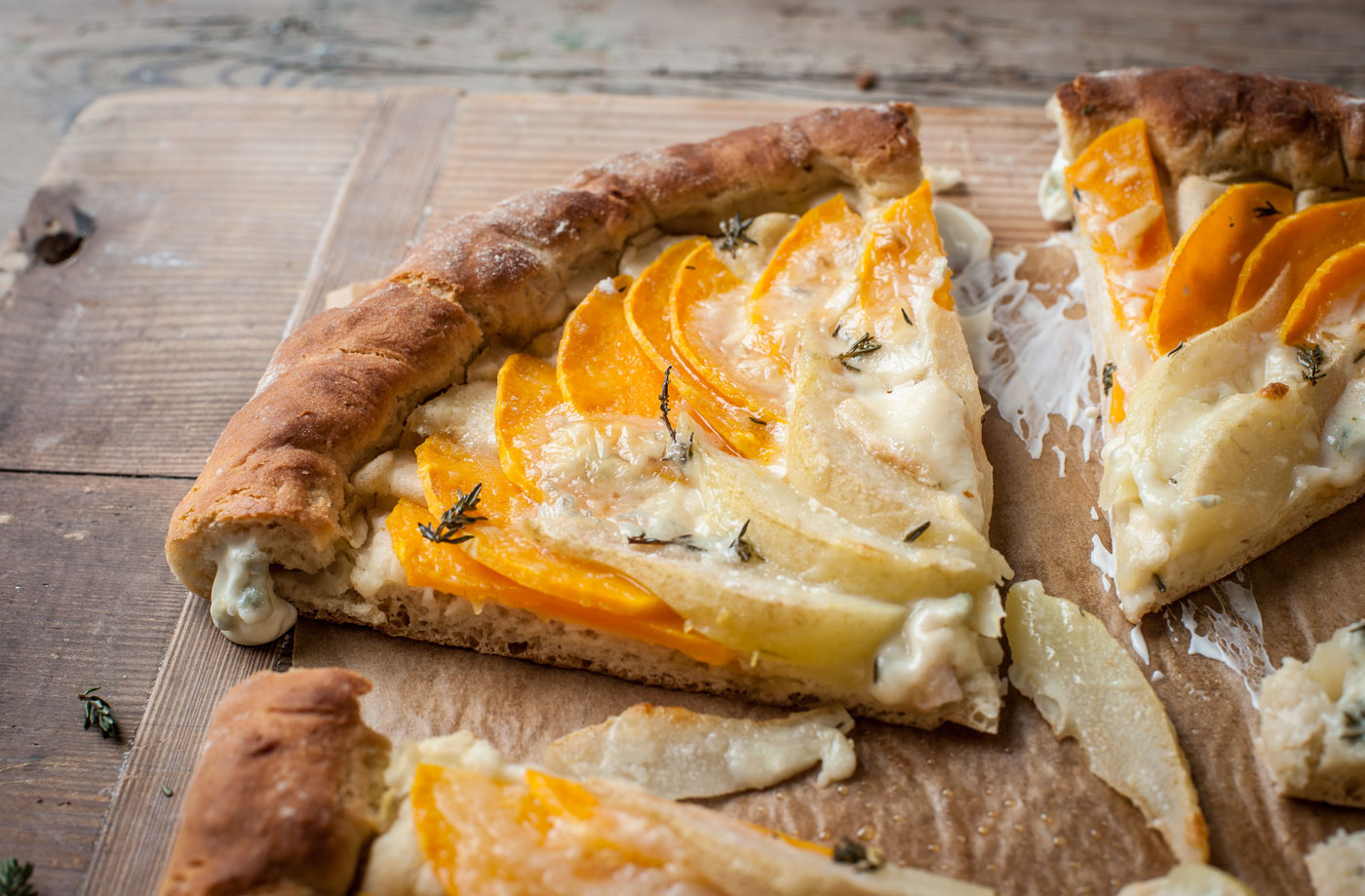 Adam Byatt's butternut squash, pear and gorgonzola flatbread recipe