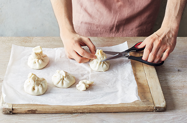 Cutting off excess dough