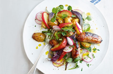 The whole family will love this flavoursome feast of pork sausages with a sticky honey and mustard sauce