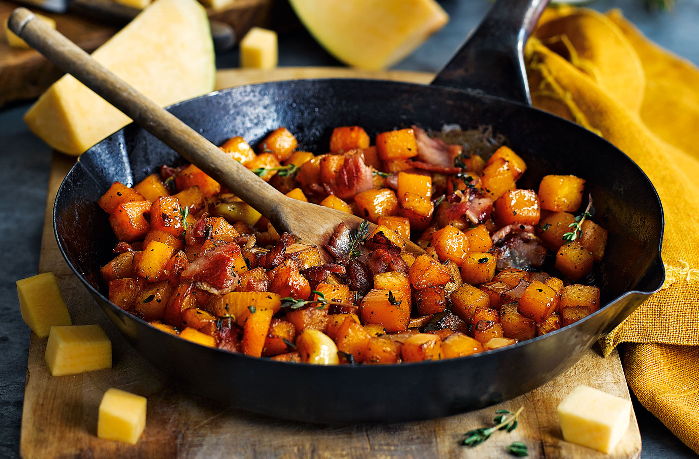 Sweet and sour swede with bacon recipe