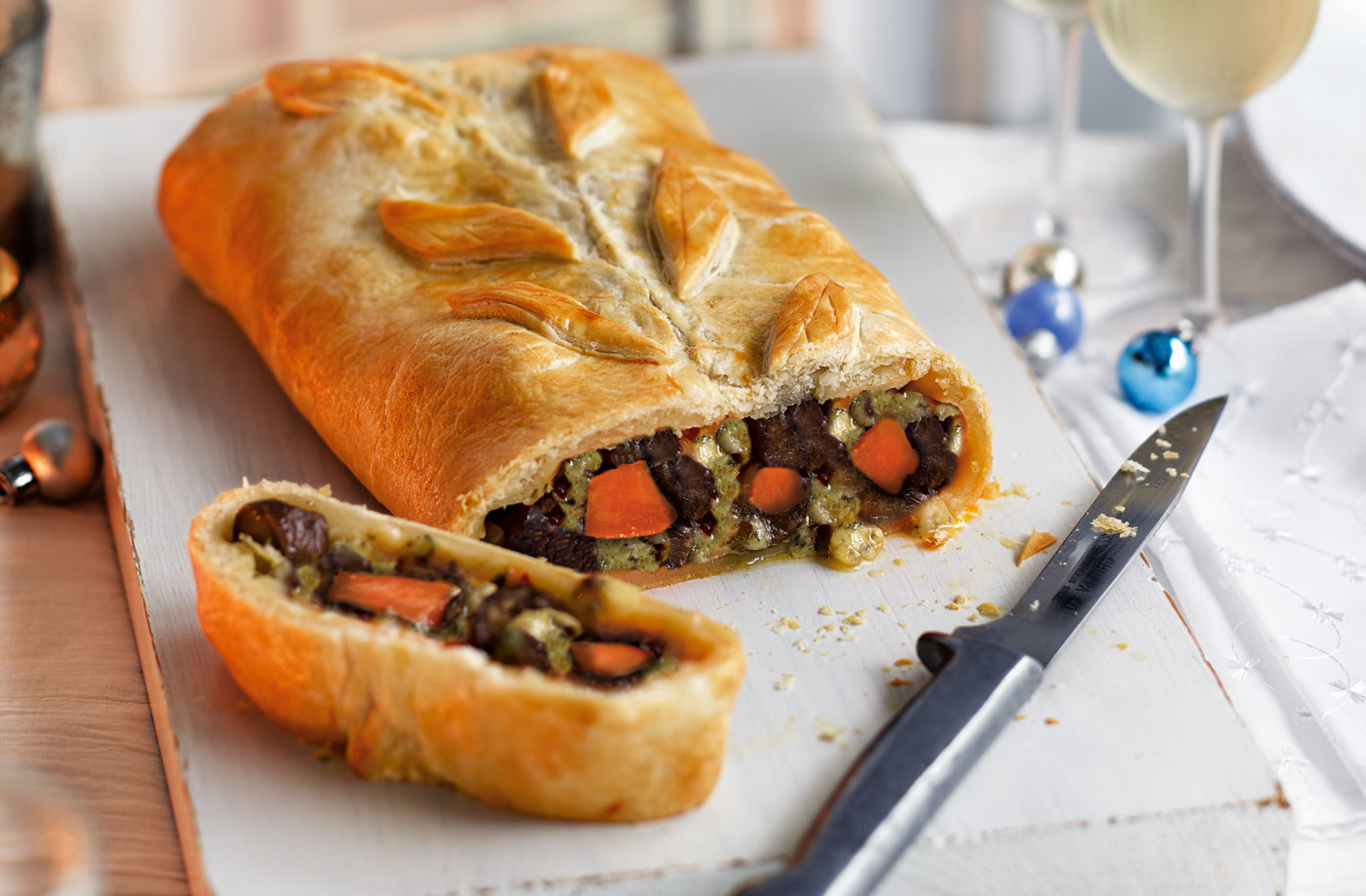 Sweet potato, chestnut and Stilton wellington recipe