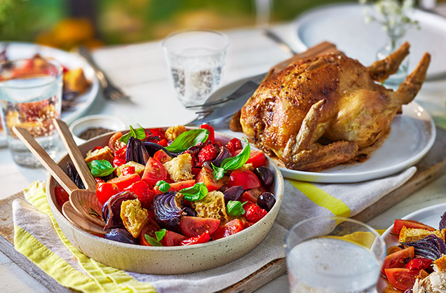 Roast chicken with panzanella salad recipe