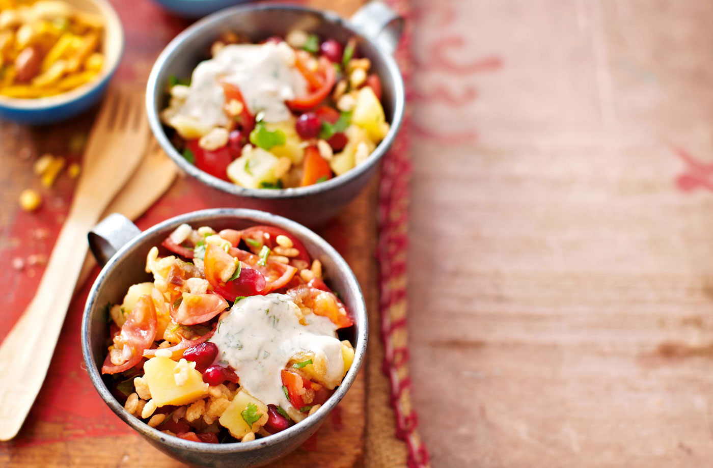 Bhel puri with tamarind yogurt recipe