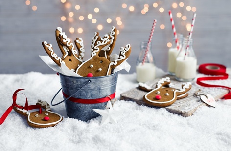 Here's a fun baking activity to get you all feeling festive. Try your hand at these cute gingerbread reindeer faces, they make the perfect edible gift for family and friends, or you can hang them on your tree.