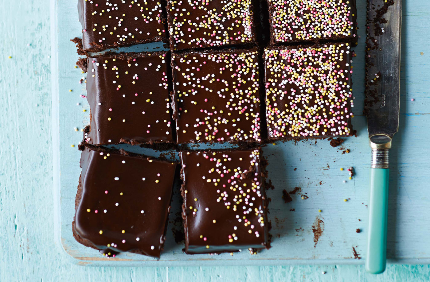 Frosted brownies with hundreds and thousands recipe