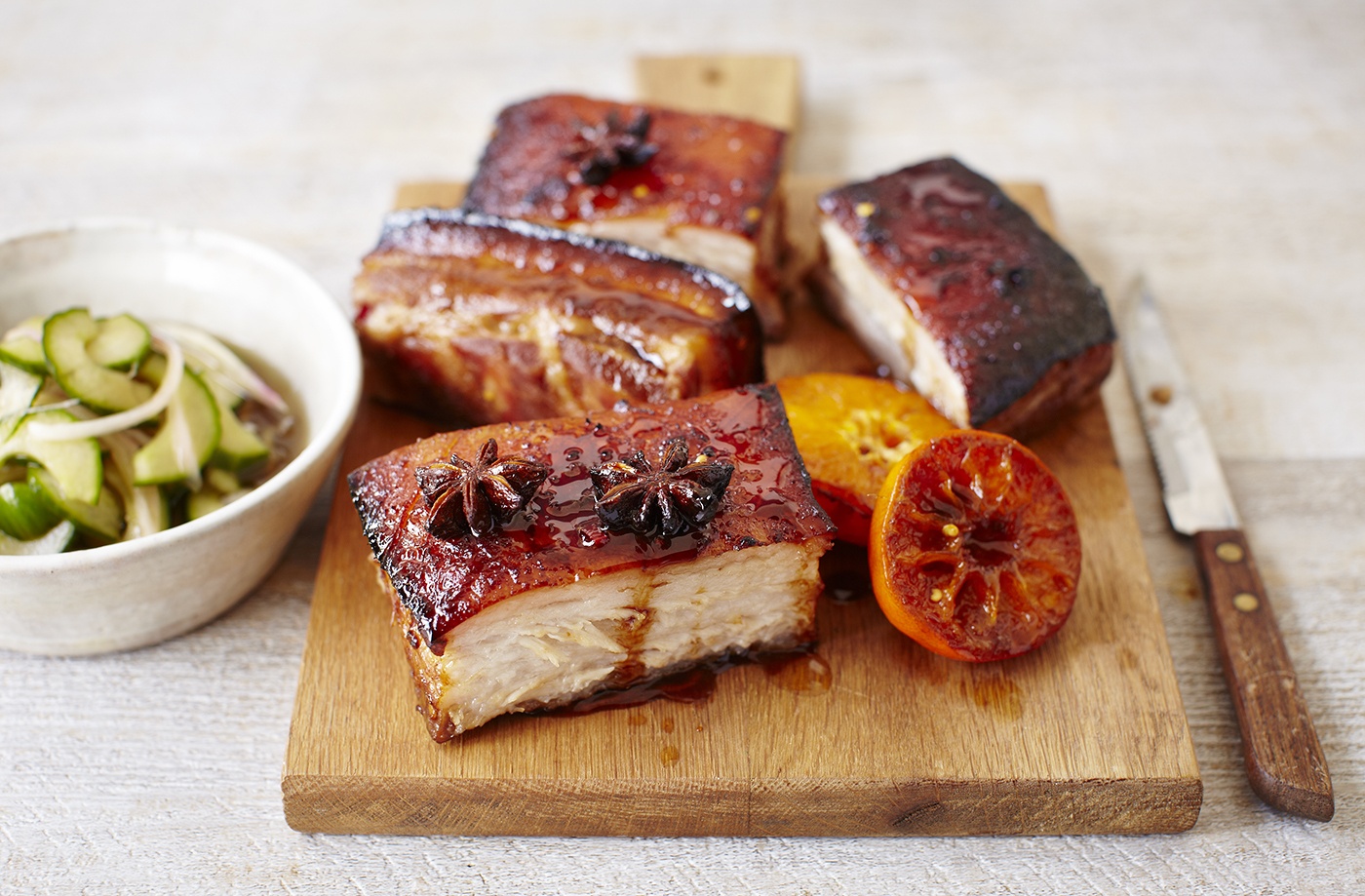 Roast pork belly with citrus and star anise recipe