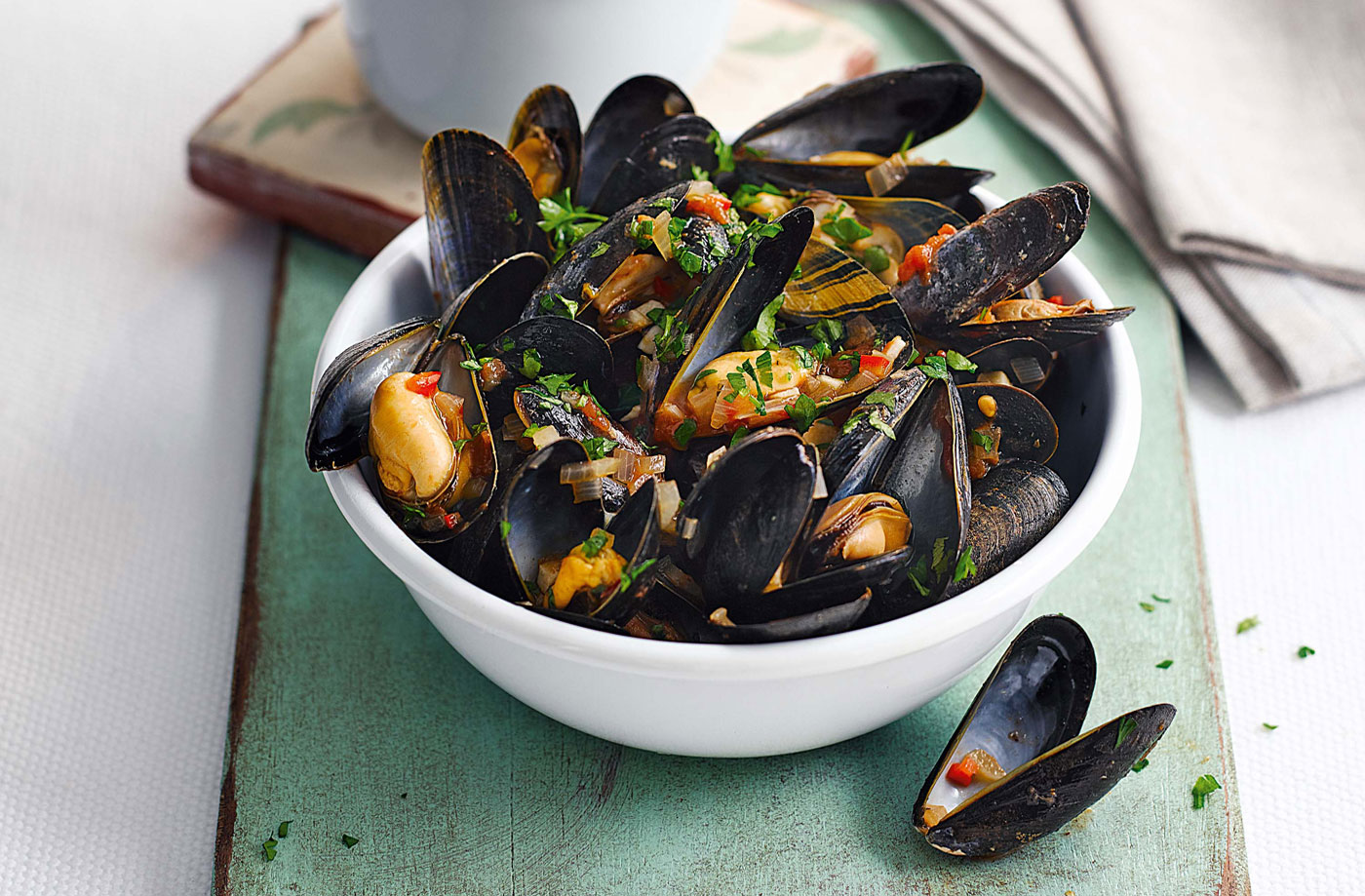 Chilli mussels and chips recipe