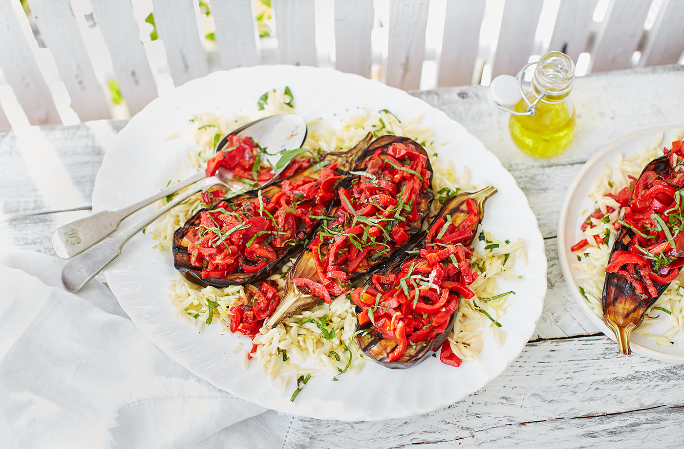Aubergine steaks with peperonata salsa recipe