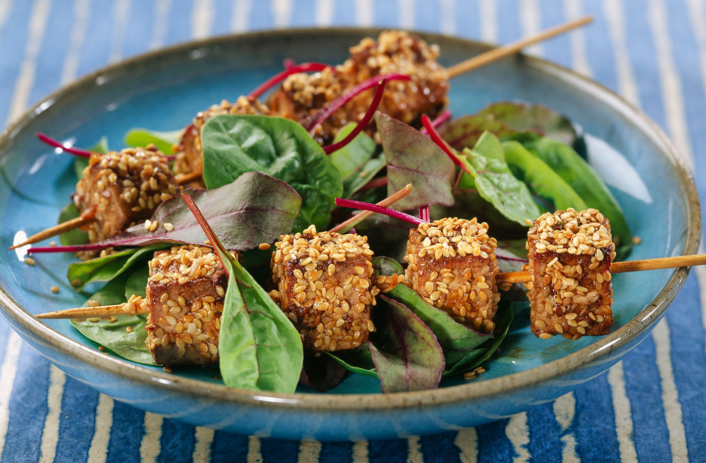 Tofu brochettes with sesame seeds recipe