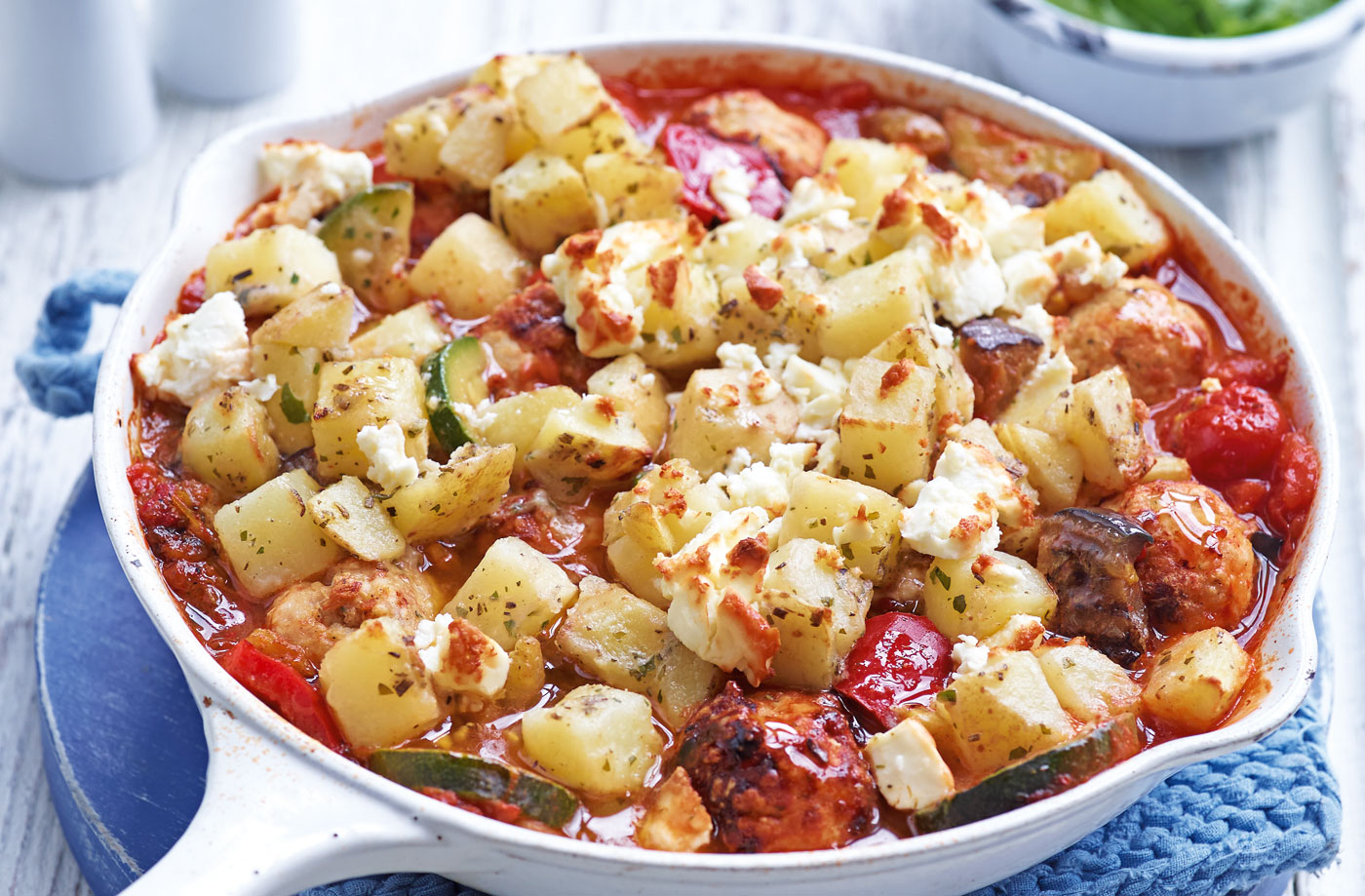 Turkey meatball and aubergine bake recipe