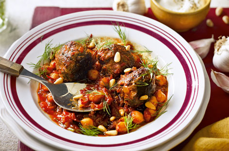An Anatolian classic, these Turkish meatballs are best when zhuzzed up with cumin, cinnamon, paprika and an array of other fragrant spices. Scatter with pine nuts and dill fronds before serving with spoonfuls of thick yogurt and warmed pitta bread.