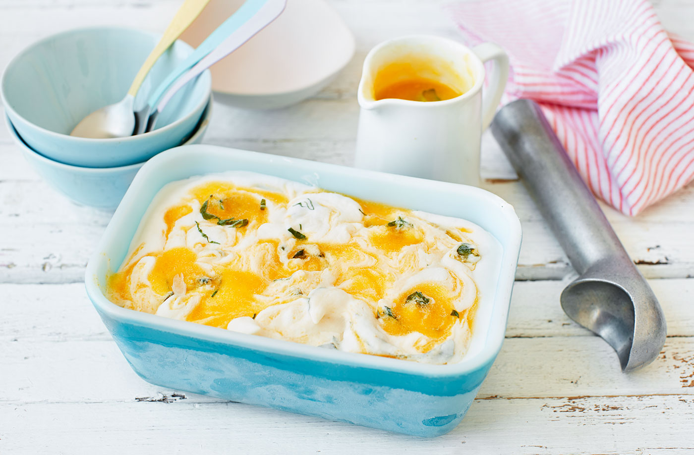 Vegan peach and basil ice cream  recipe
