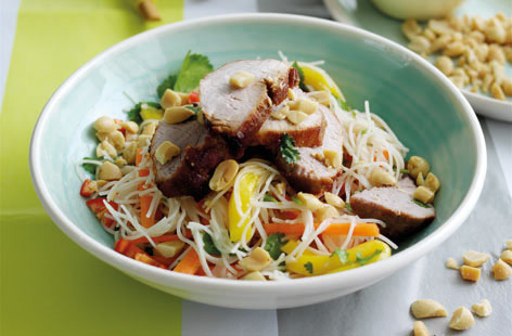 Thai pork, mango and noodle salad recipe