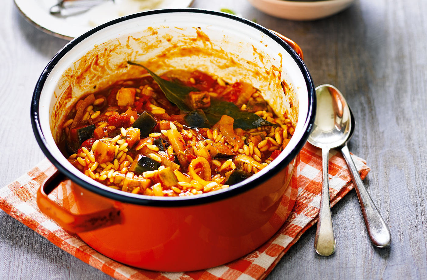 One-pot aubergine orzo recipe