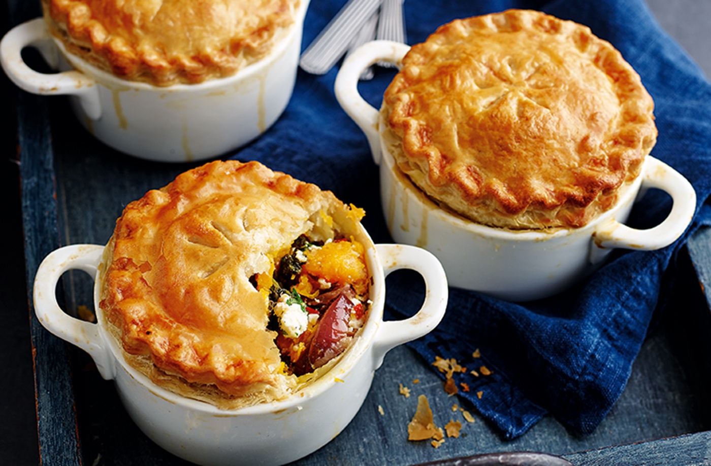 Individual squash and feta pot pies recipe