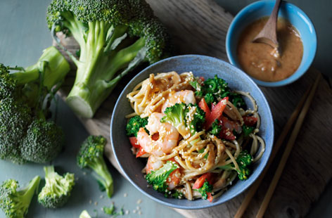 Enjoy a new twist on a british classic, broccoli is a whole new level of tasty with this broccoli, pepper and prawn noodles recipe