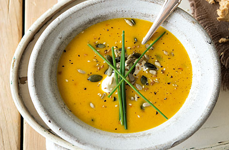 Simple to make and very good to eat, this creamy carrot and orange spiced soup recipe available at Tesco Real Food really will make midweek family dining a breeze!