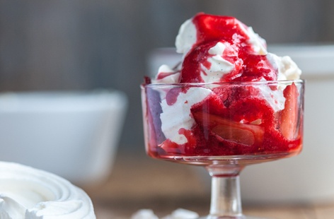 Kids will love this tasty Eton mess. Raspberries and strawberries are classic Eton mess berries, but feel free to substitute for your family’s favourite fruits.