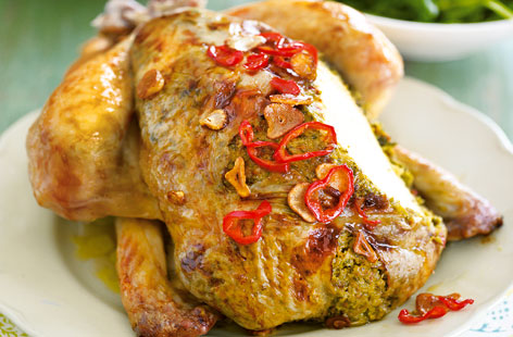 Lemongrass, ginger, chilli, lime and basil leaves are all major components of Thai cuisine. This Thai-spiced roast chicken recipe brings those fragrant flavours to a traditional Sunday lunch and will leave you wondering why you didn't think about doing it sooner.