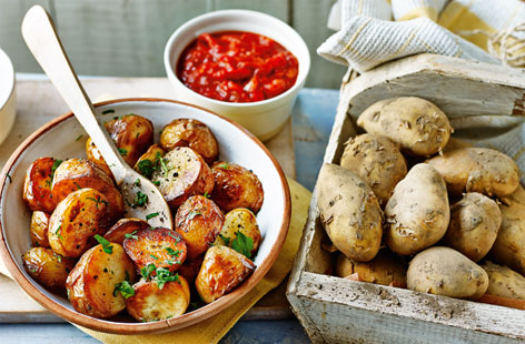 Spanish tapas isn't complete without potatoes. Enjoy these saucy and spicy Jersey Royals as a part of a tapas feast or as a side dish. 