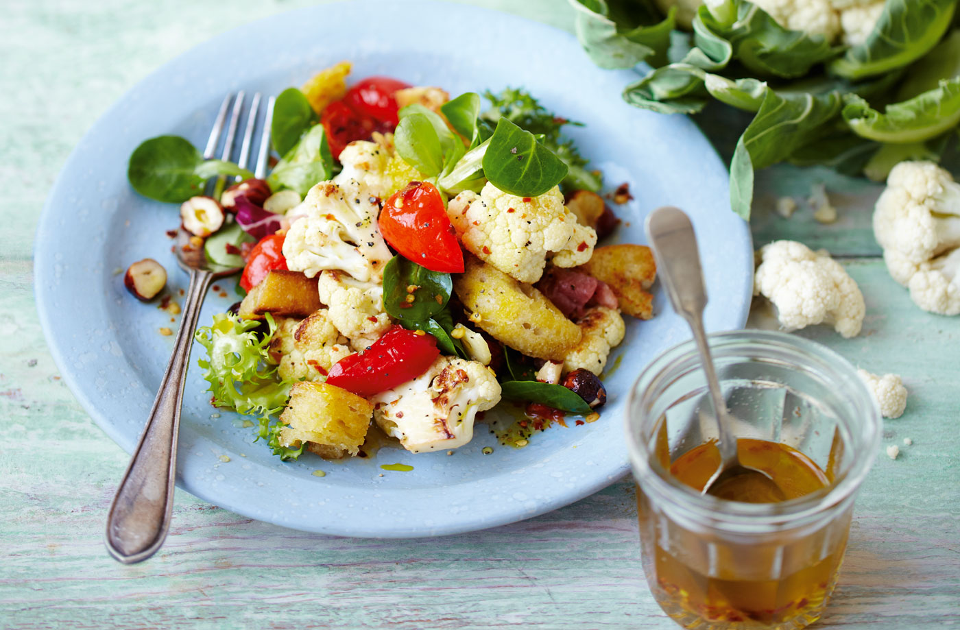 Cauliflower, pancetta & hazelnut salad recipe