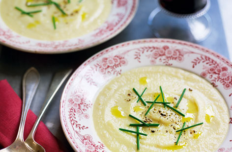 Celeriac, pears, and fennel are the elegant star ingredients in this nutty, warming soup