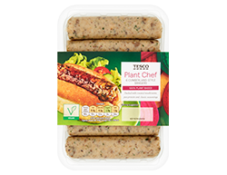 Tesco Plant Chef 6 Cumberland style bangersThese bangers are full of big, bold flavours that pack a tasty punch