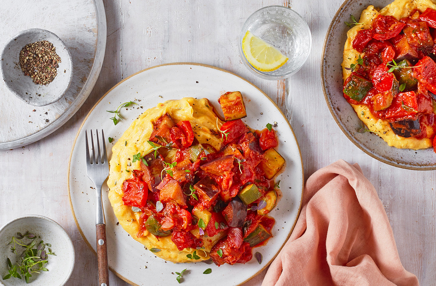 Ratatouille with creamy polenta recipe