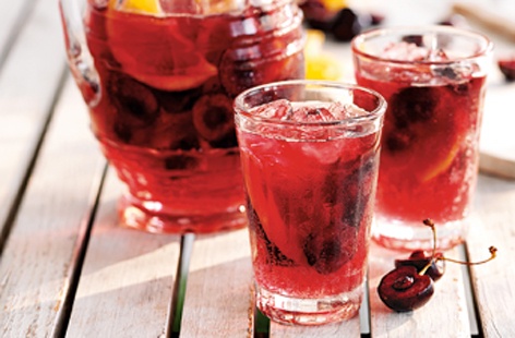 Take a refreshing sip of this traditional sangria drink with a cherry twist