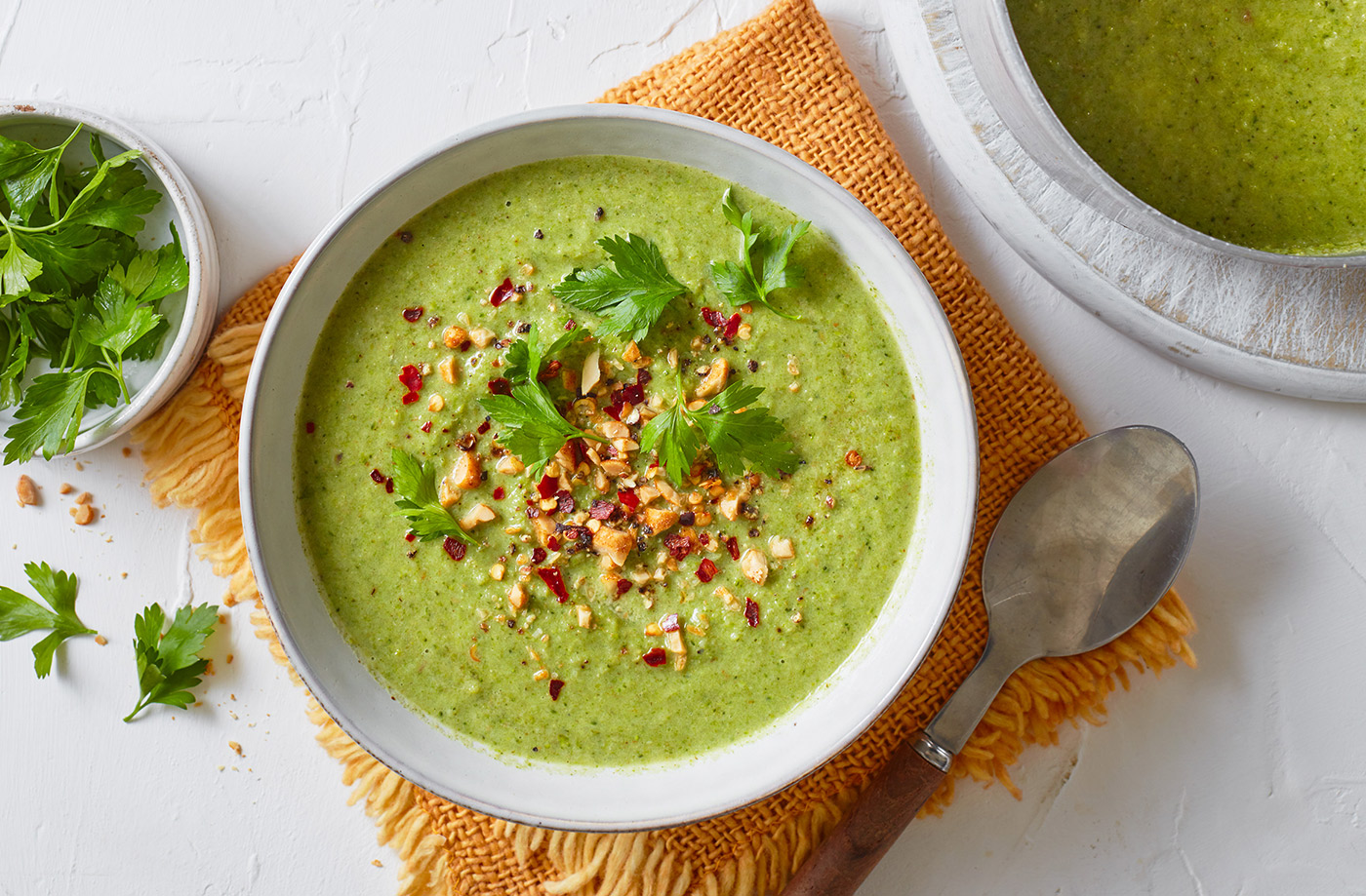 Roasted spiced broccoli soup  recipe