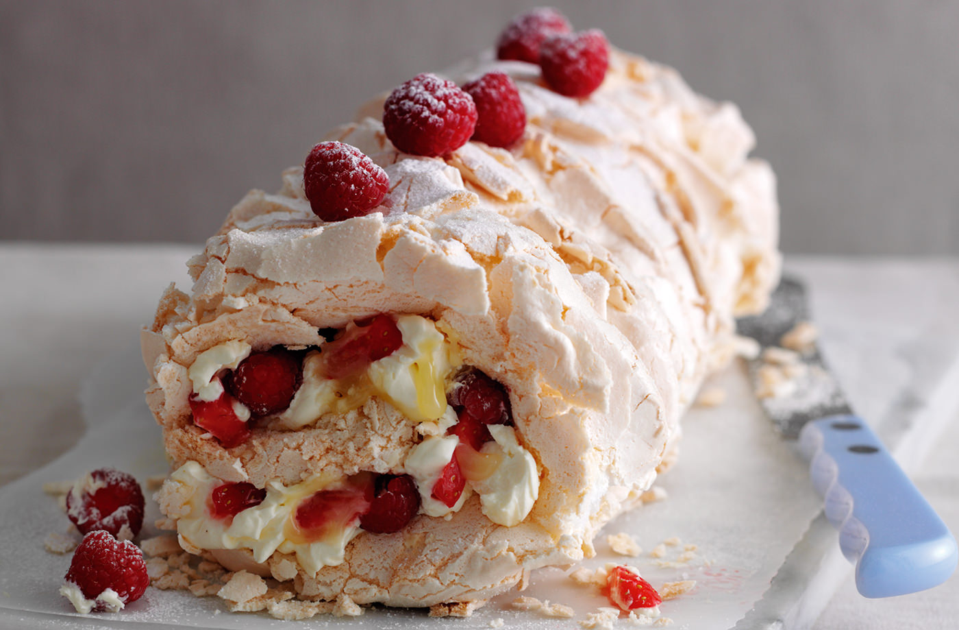 Red berry meringue roulade recipe